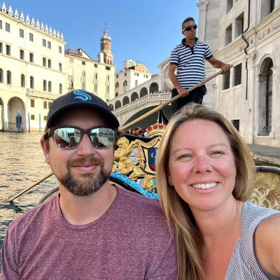 On a gondola in Venice!